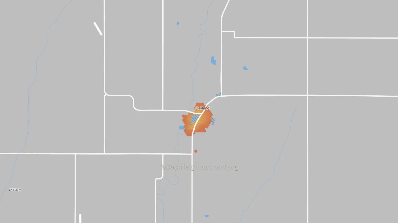 Bike Grade map of Oakland, IA