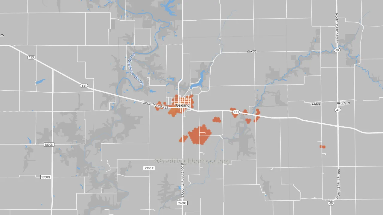 Bike Grade map of Oakland, IL