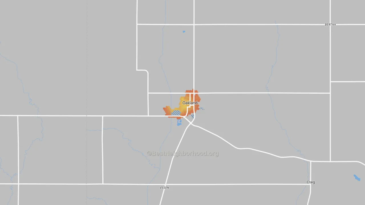 Bike Grade map of Oakland, NE