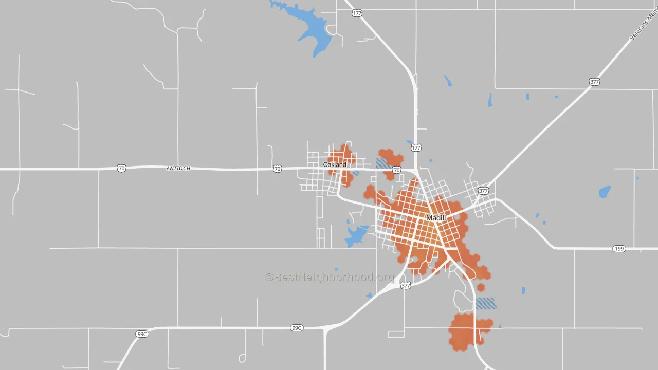 Bike Grade map of Oakland, OK