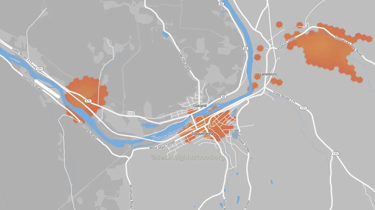 Bike Grade map of Oakland, PA
