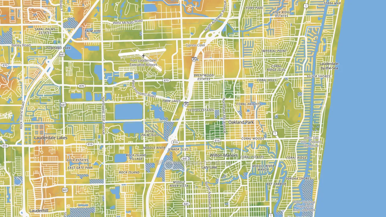 Bike Grade map of Oakland Park, FL