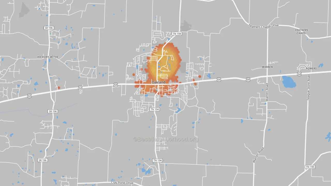 Bike Grade map of Oakland, TN