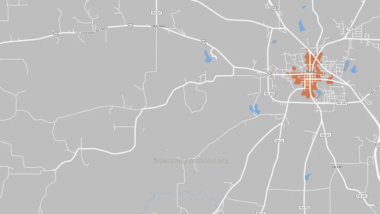 Bike Grade map of Oakland, TX
