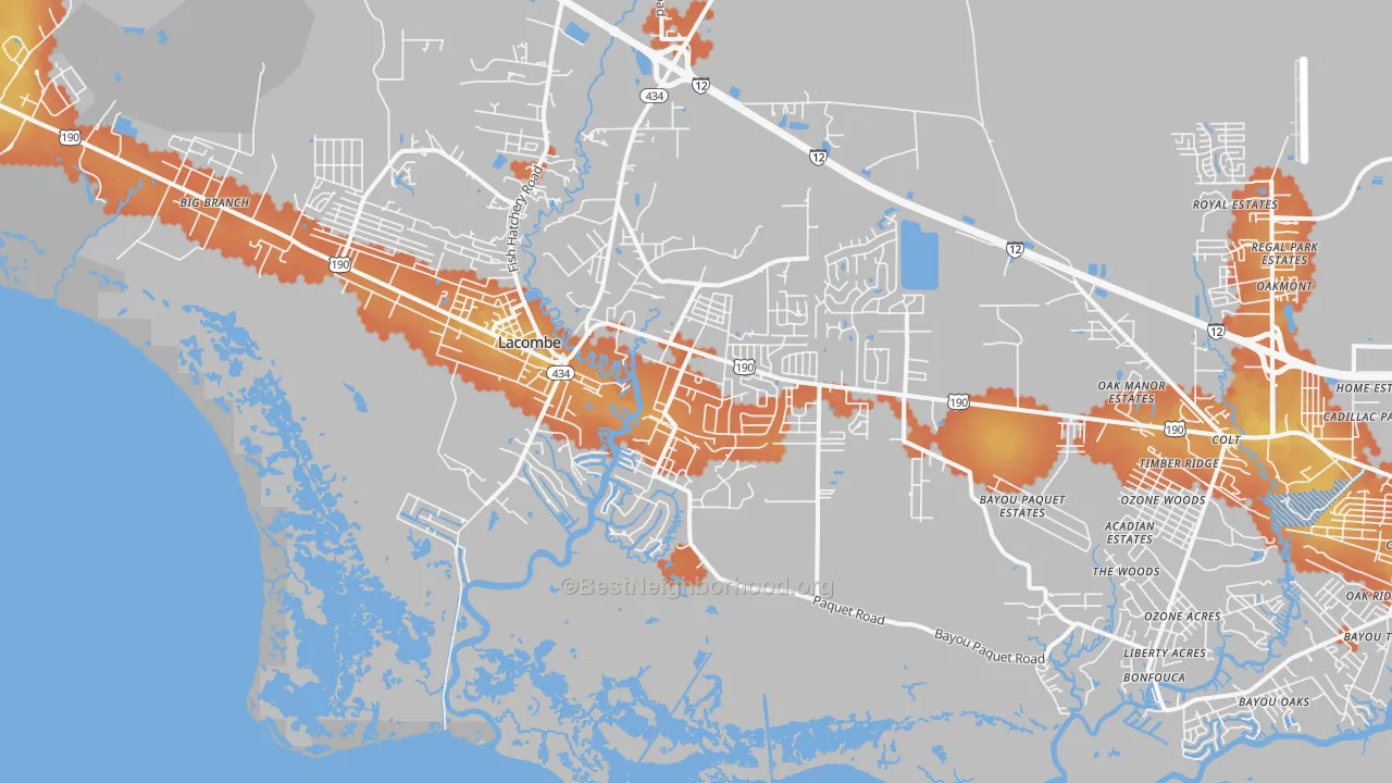 Bike Grade map of Oaklawn, LA