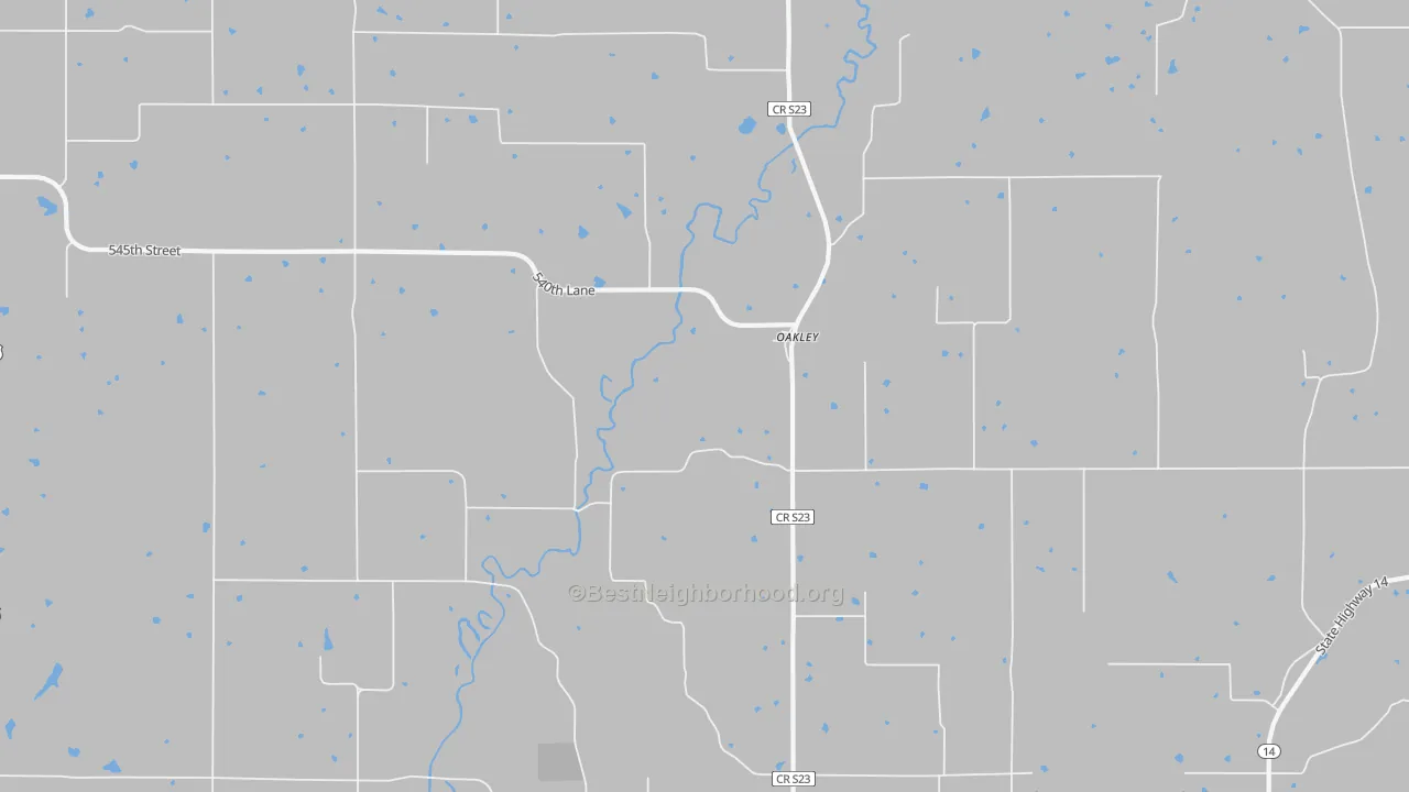 Bike Grade map of Oakley, IA