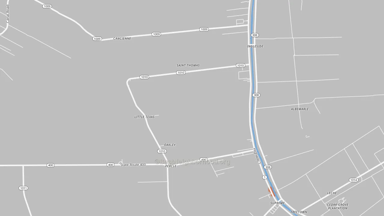 Bike Grade map of Oakley, LA