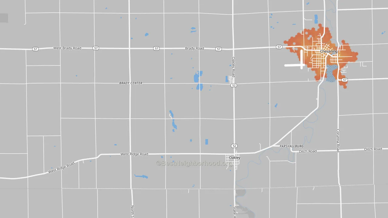 Bike Grade map of Oakley, MI