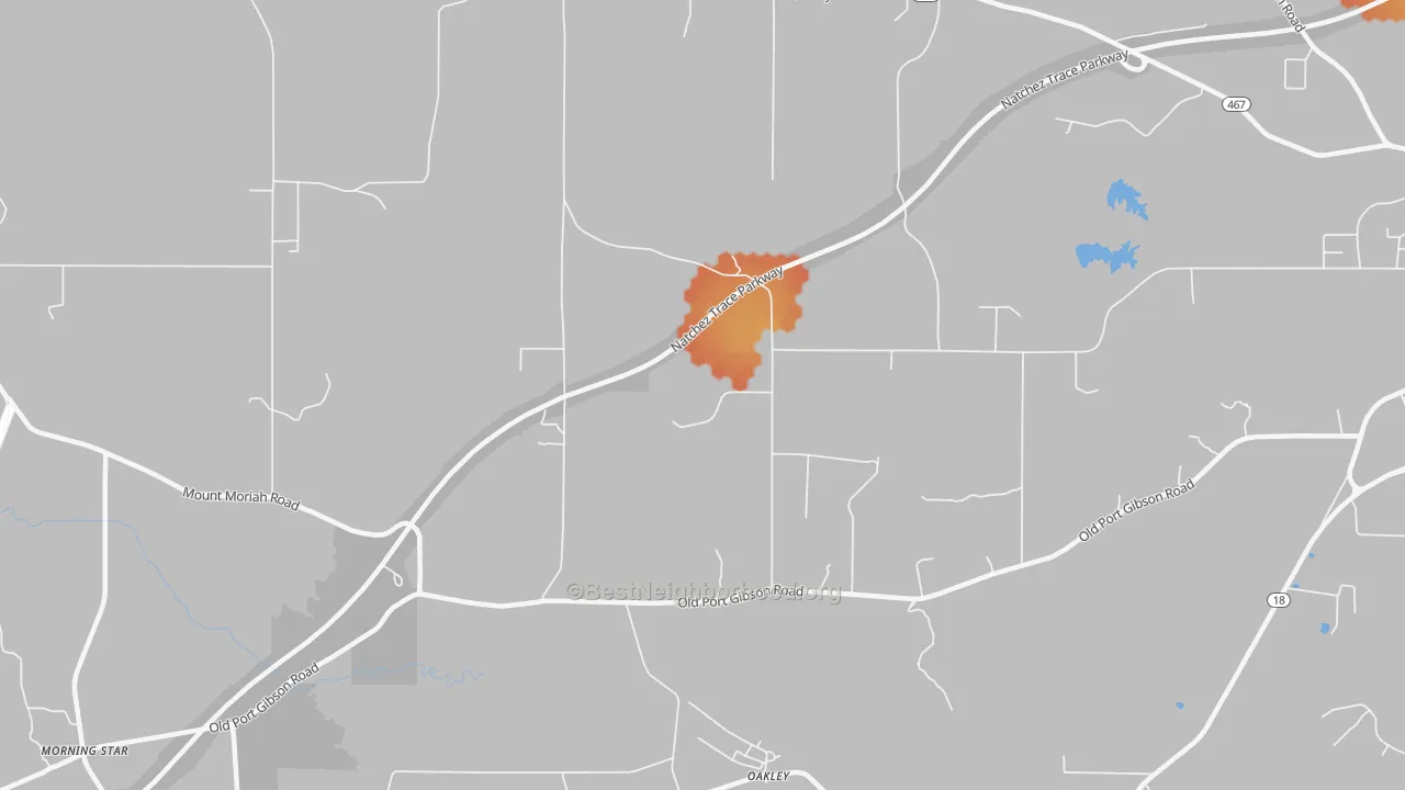 Bike Grade map of Oakley, MS