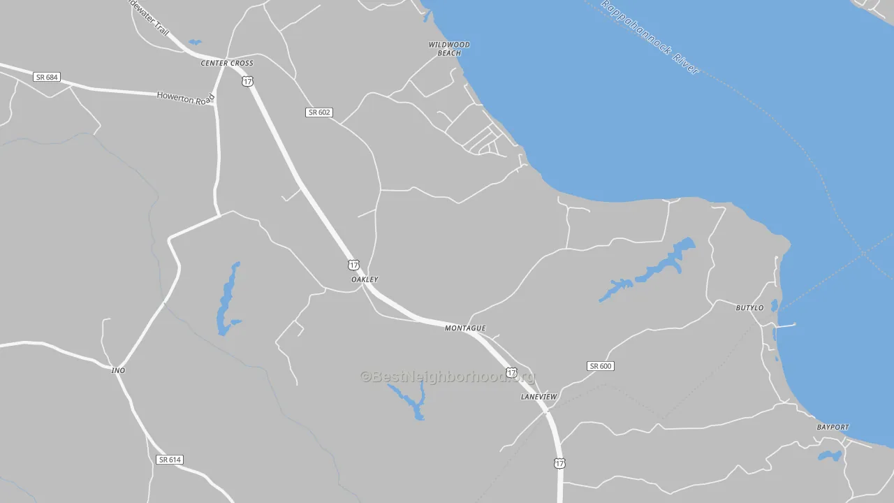 Bike Grade map of Oakley, VA