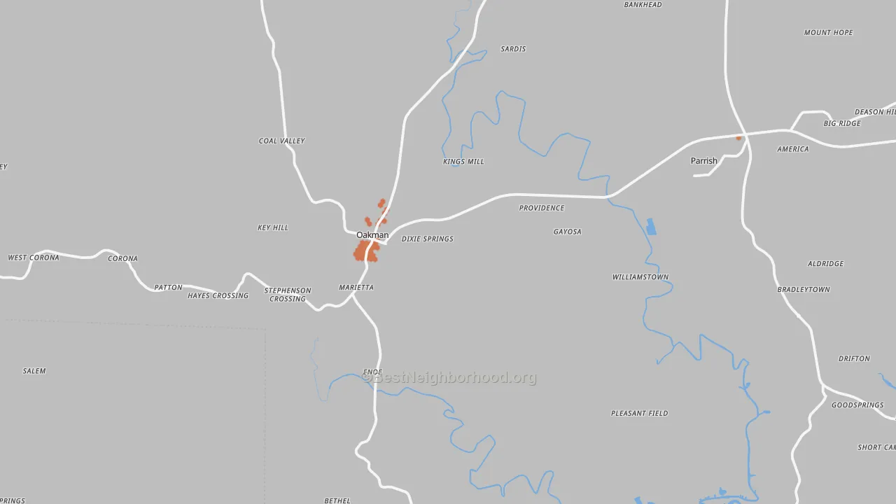 Bike Grade map of Oakman, AL