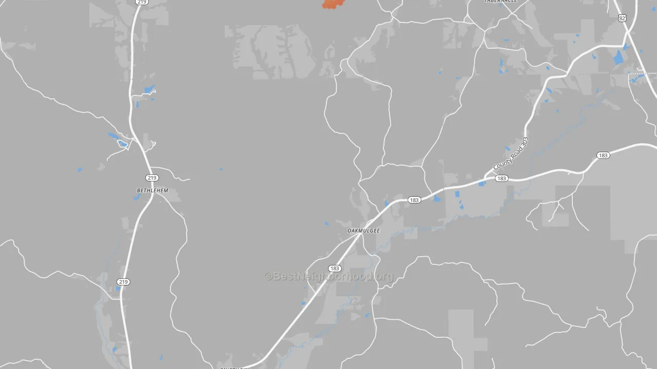 Bike Grade map of Oakmulgee, AL