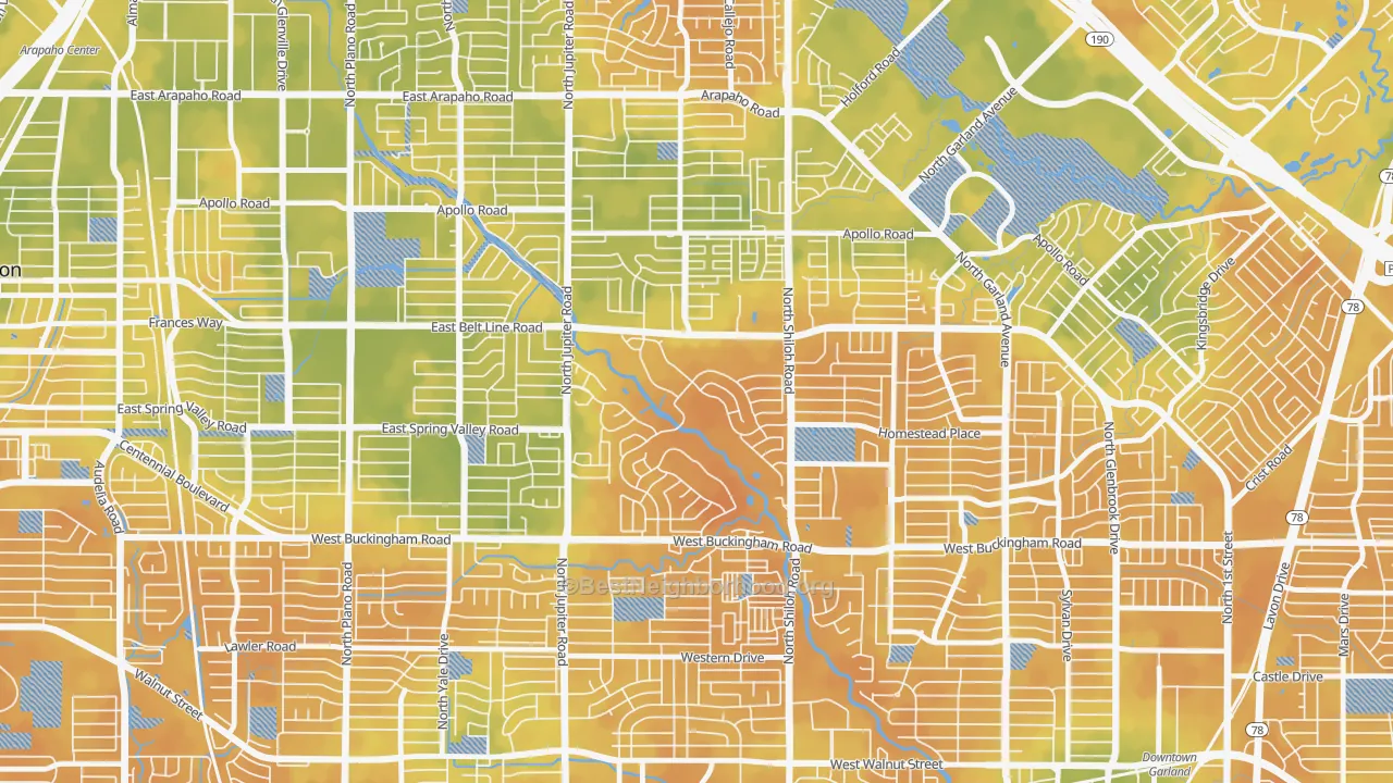 Bike Grade map of Oakridge, Garland, TX