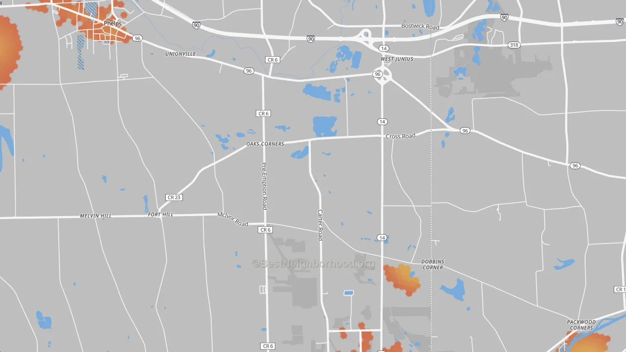 Bike Grade map of Oaks Corners, NY