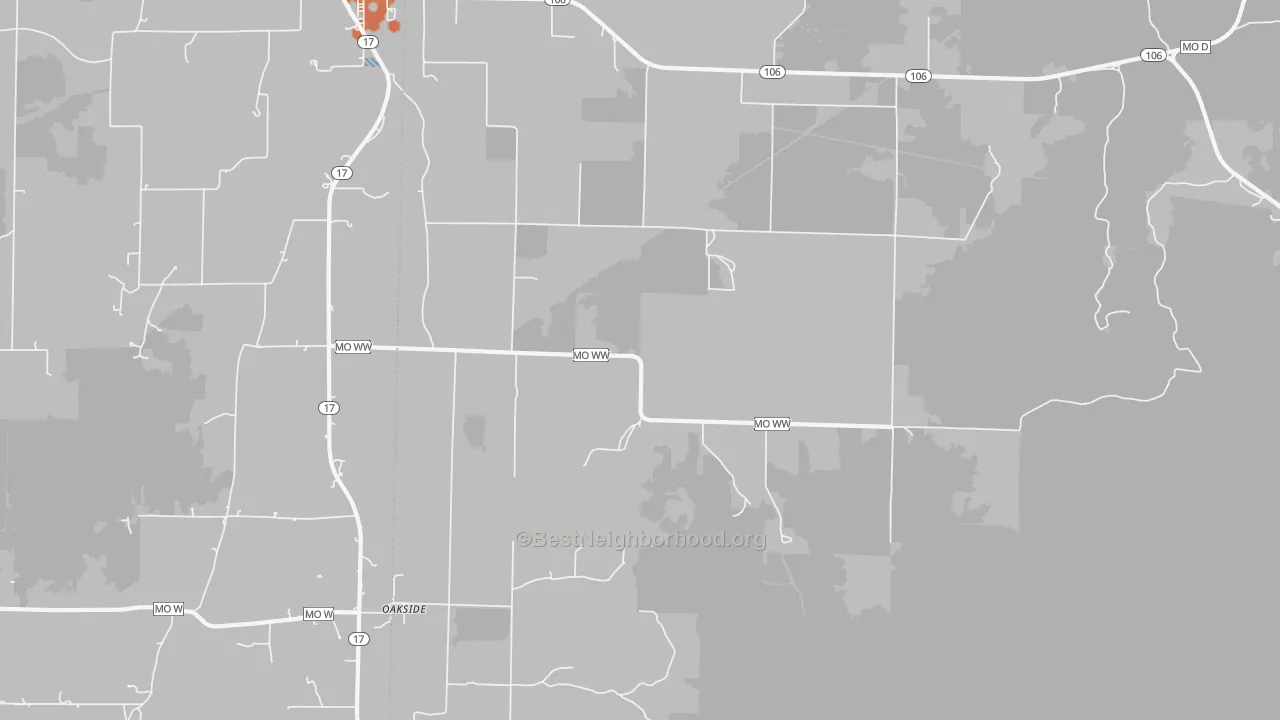 Bike Grade map of Oakside, MO