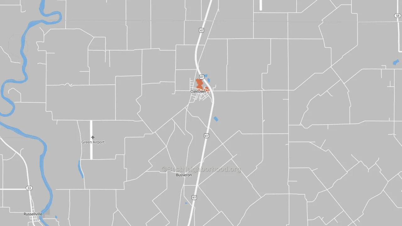 Bike Grade map of Oaktown, IN