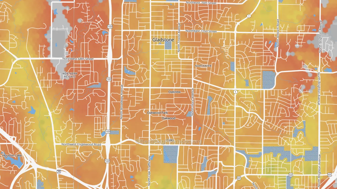 Bike Grade map of Oakview, MO