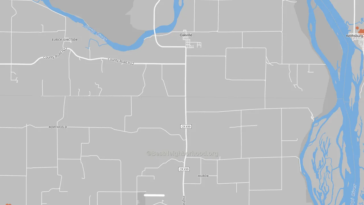 Bike Grade map of Oakville, IA
