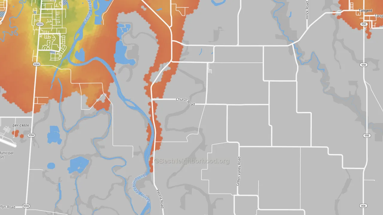Bike Grade map of Oakville, OR