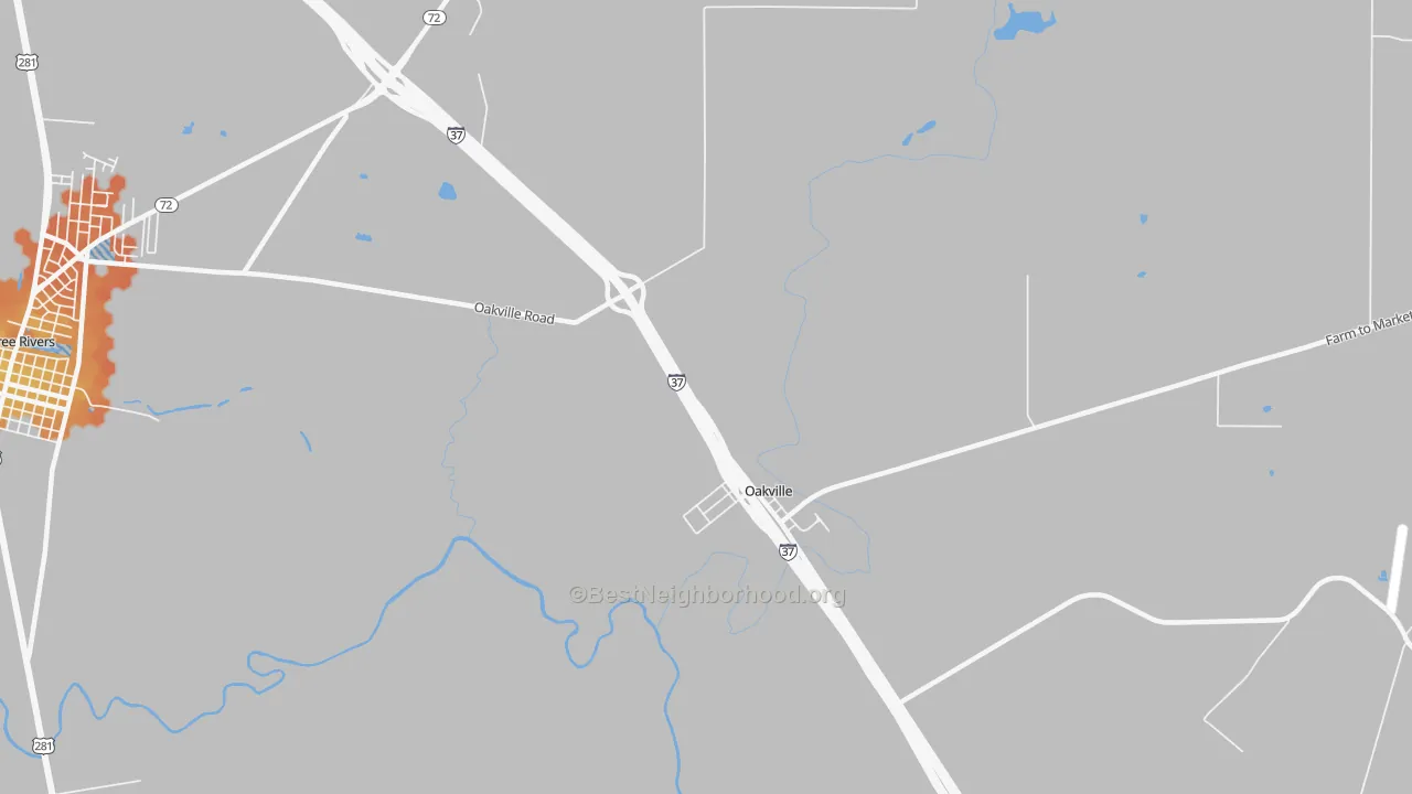 Bike Grade map of Oakville, TX