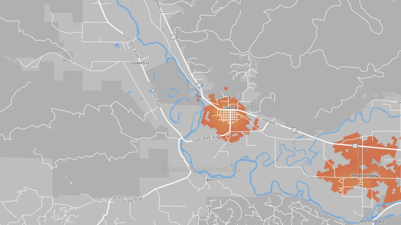 Bike Grade map of Oakville, WA