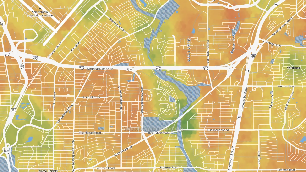 Bike Grade map of Oakwell Farms, San Antonio, TX