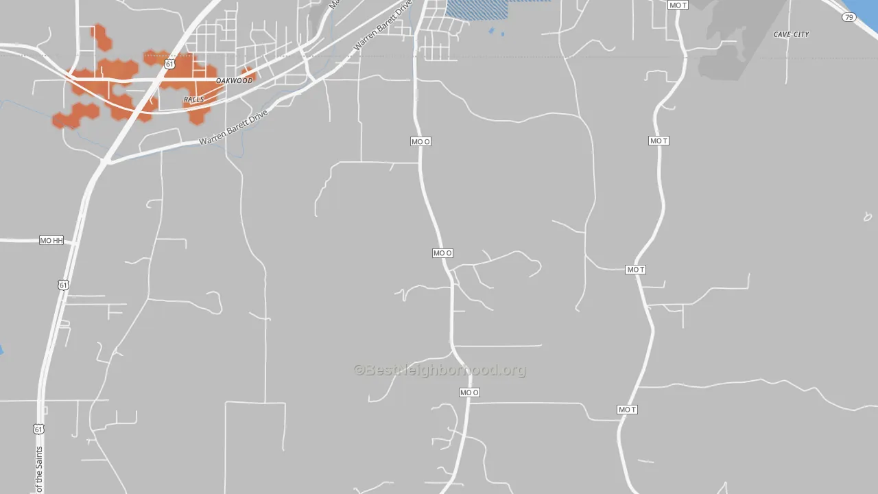 Bike Grade map of Oakwood, MO
