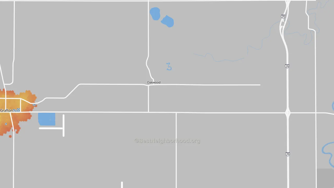 Bike Grade map of Oakwood, ND