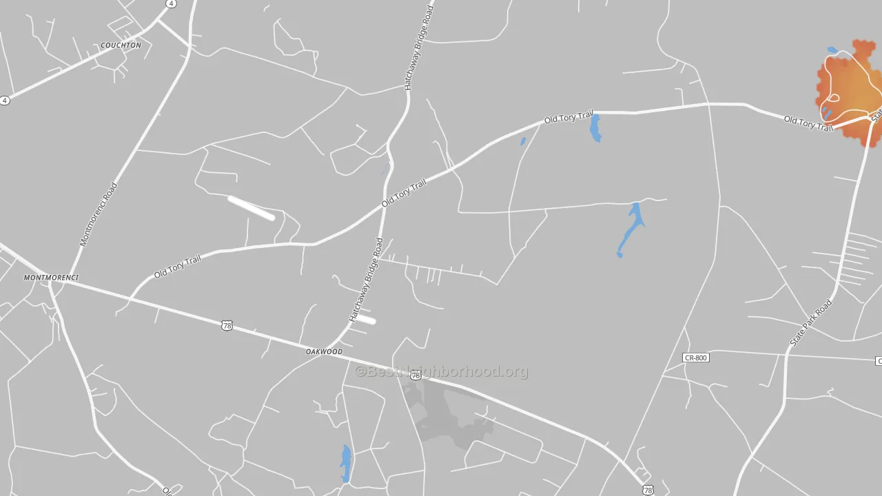 Bike Grade map of Oakwood, SC