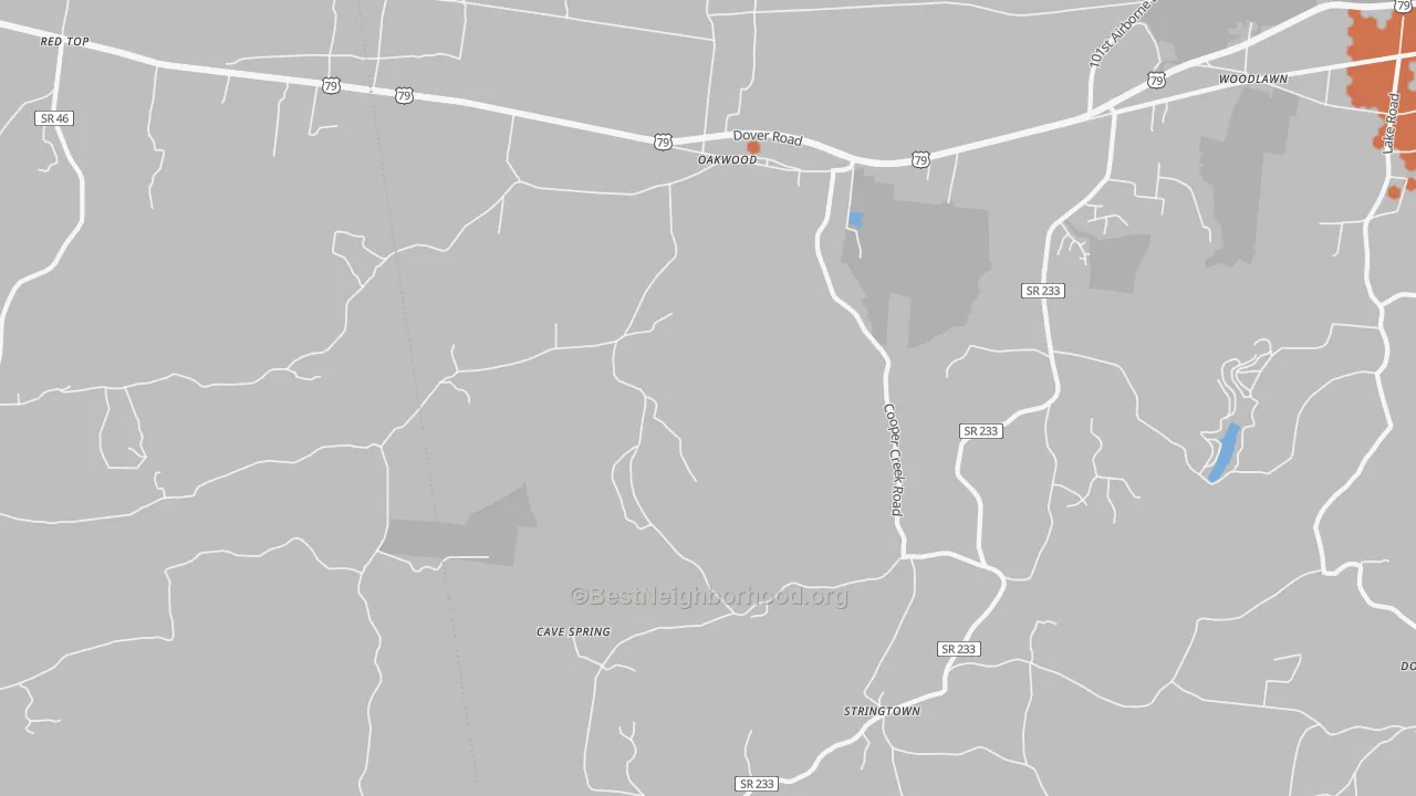 Bike Grade map of Oakwood, TN