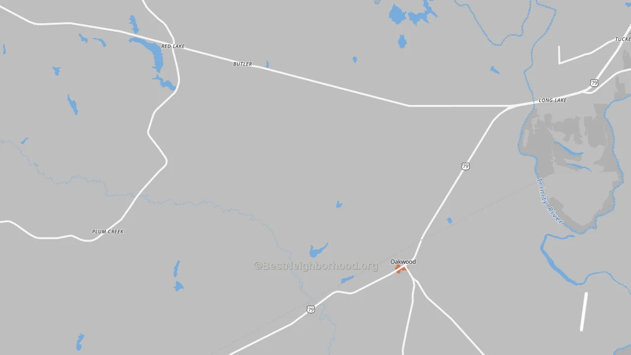 Bike Grade map of Oakwood, TX