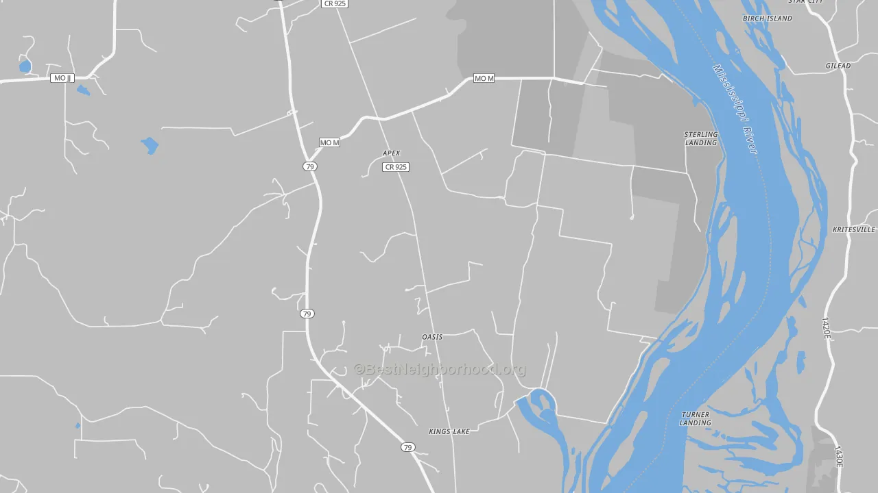 Bike Grade map of Oasis, MO