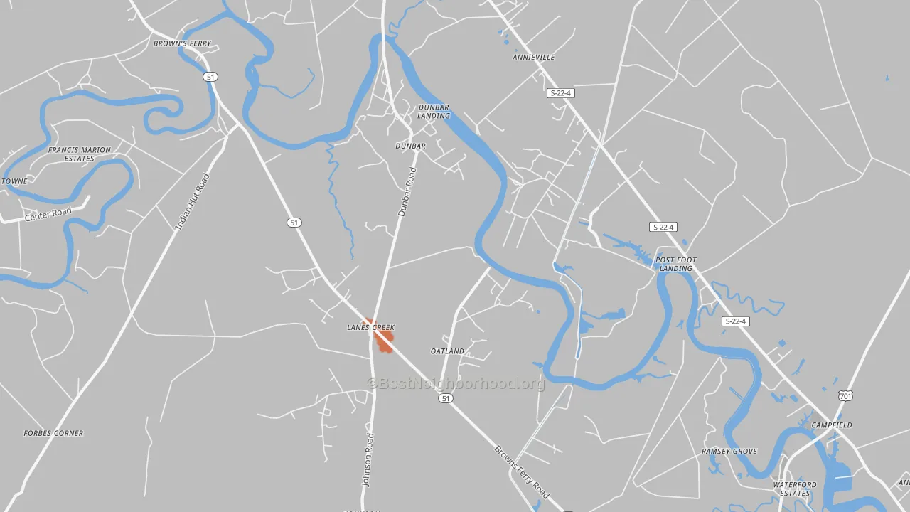 Bike Grade map of Oatland, SC