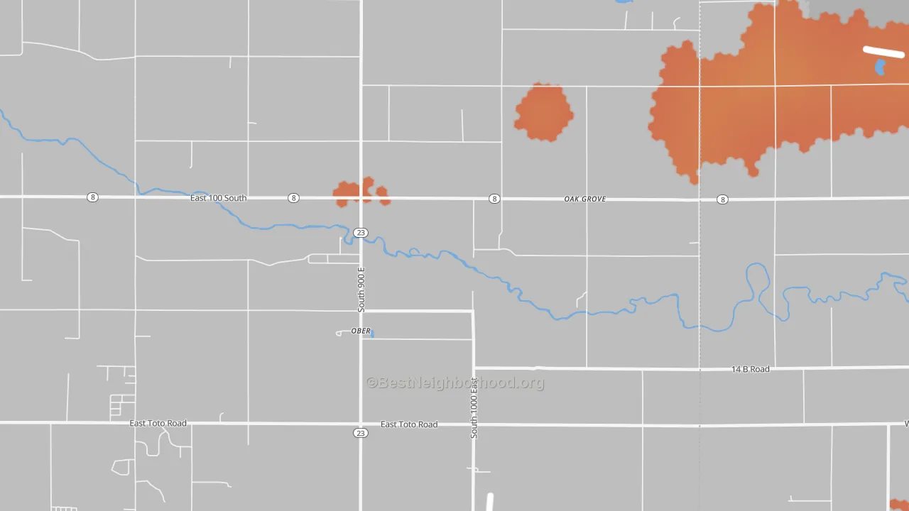 Bike Grade map of Ober, IN