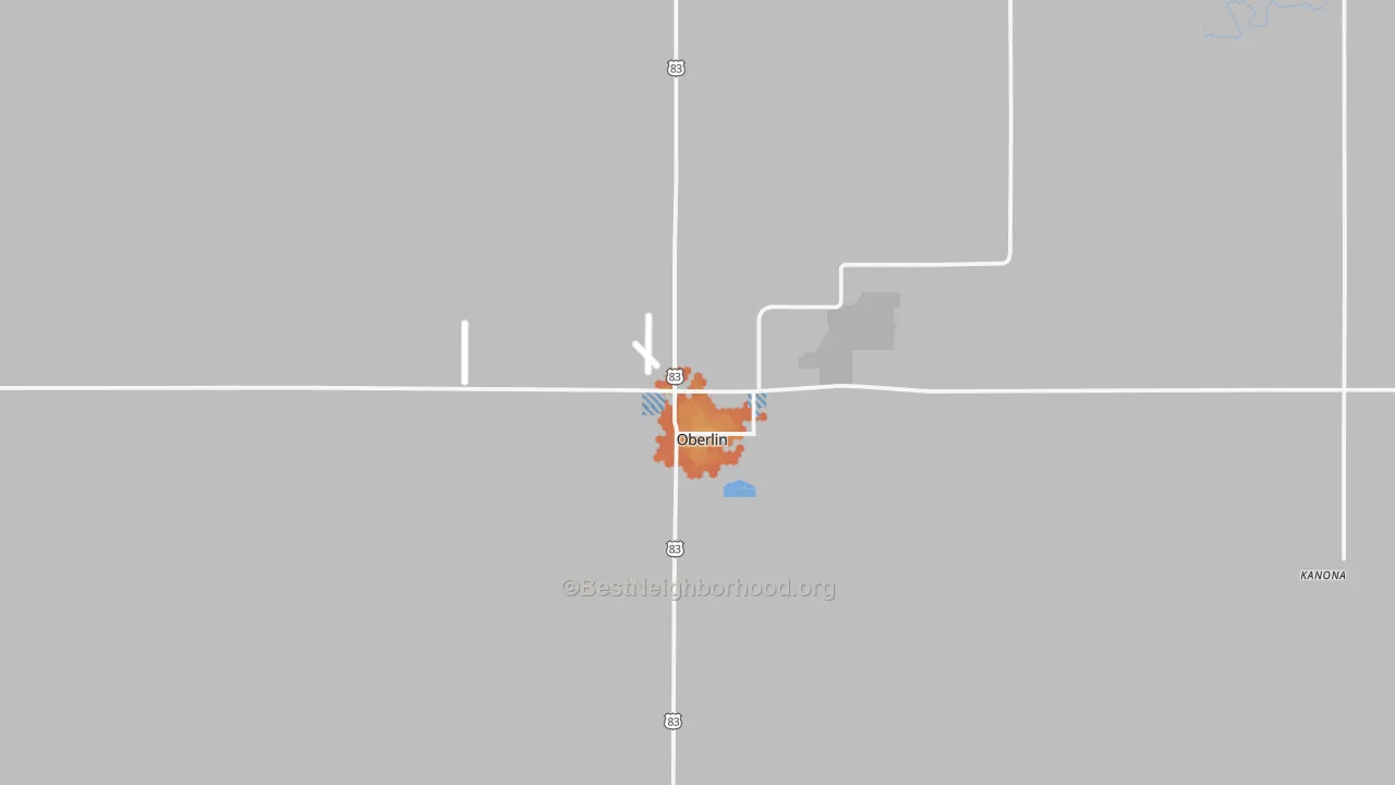 Bike Grade map of Oberlin, KS
