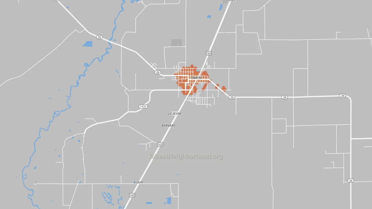 Bike Grade map of Oberlin, LA