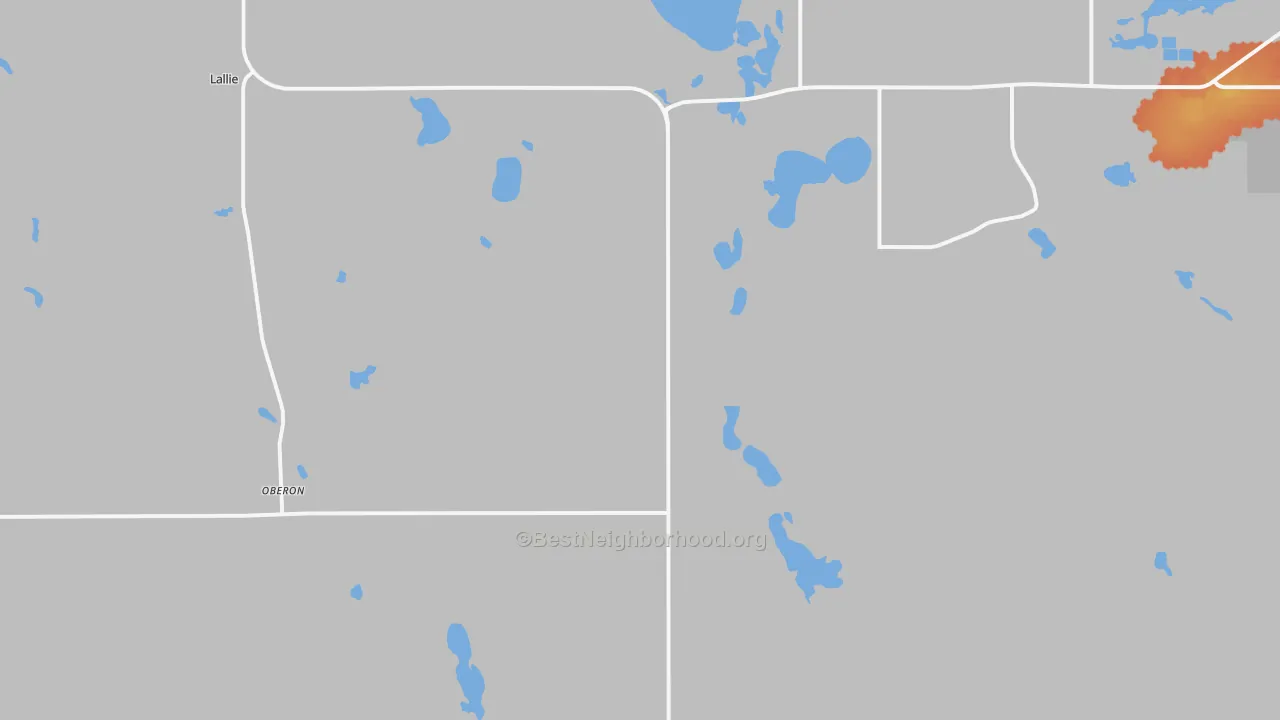 Bike Grade map of Oberon, ND