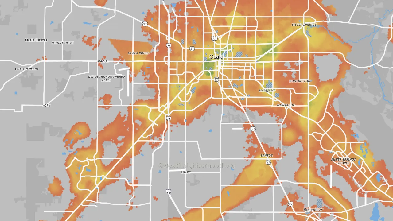 Bike Grade map of Ocala, FL