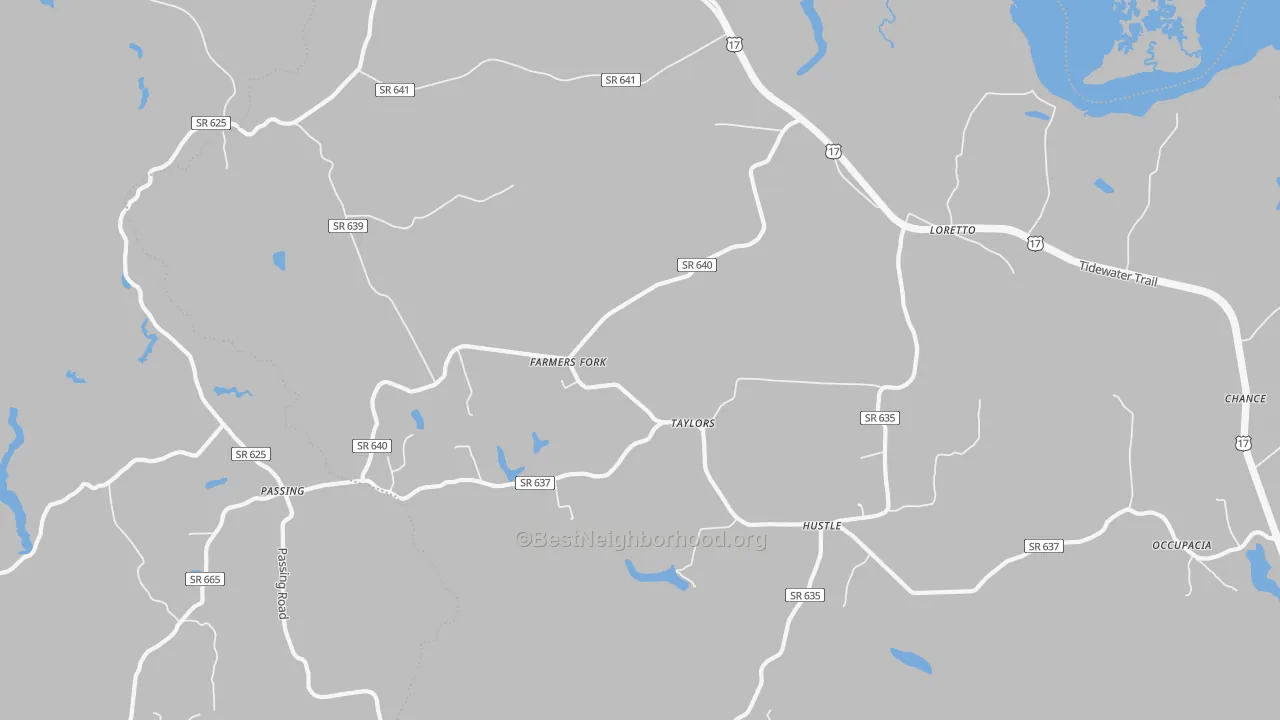 Bike Grade map of Occupacia, VA