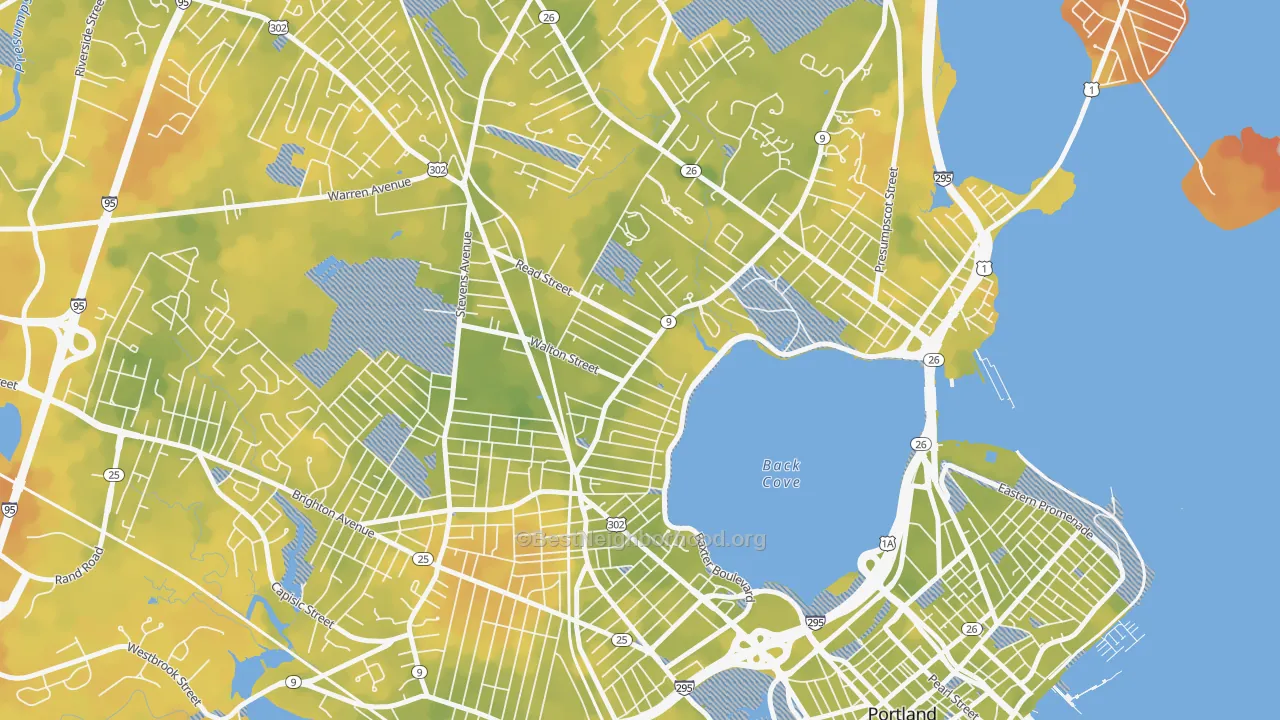 Bike Grade map of Ocean Avenue, Portland, ME
