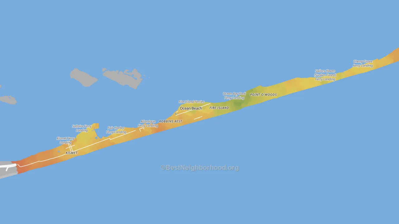 Bike Grade map of Ocean Beach, NY