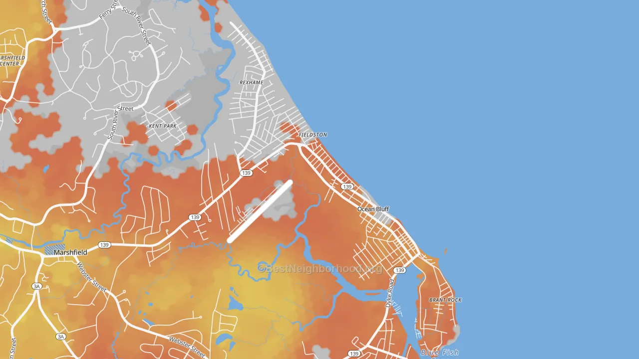 Bike Grade map of Ocean Bluff-Brant Rock, MA