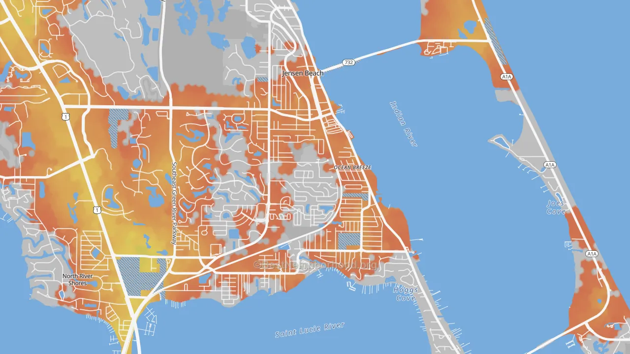 Bike Grade map of Ocean Breeze Park, FL