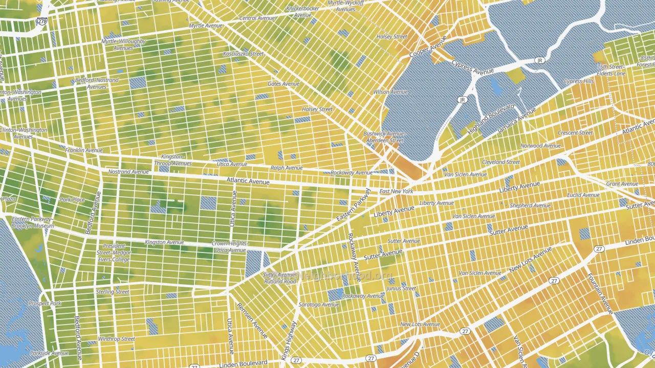 Bike Grade map of Ocean Hill, Brooklyn, NY