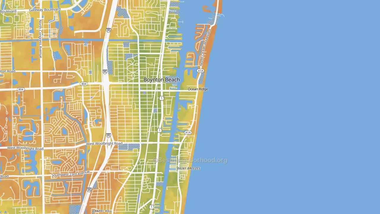 Bike Grade map of Ocean Ridge, FL