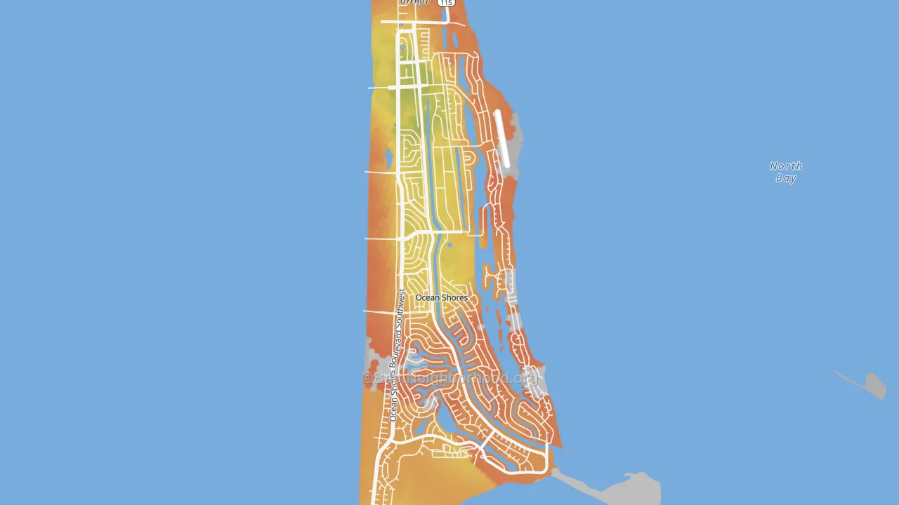 Bike Grade map of Ocean Shores, WA