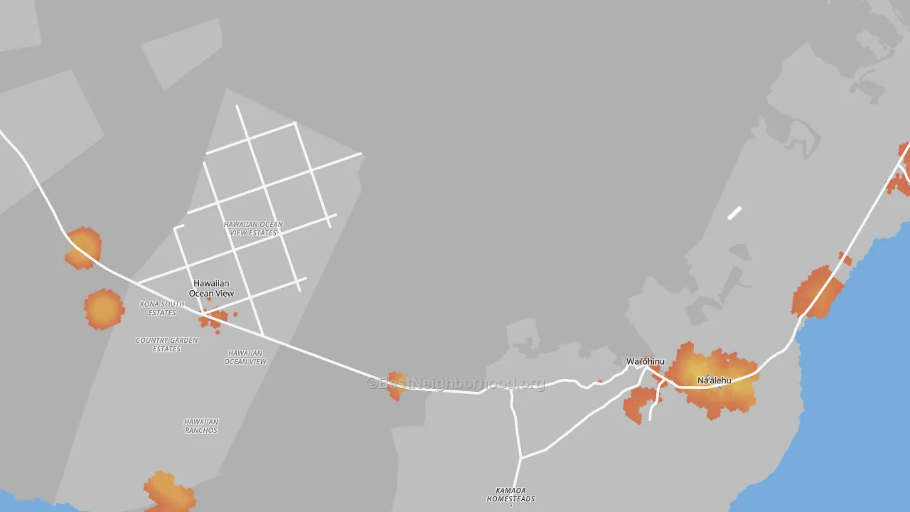 Bike Grade map of Ocean View, HI