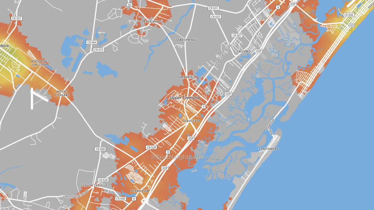 Bike Grade map of Ocean View, NJ