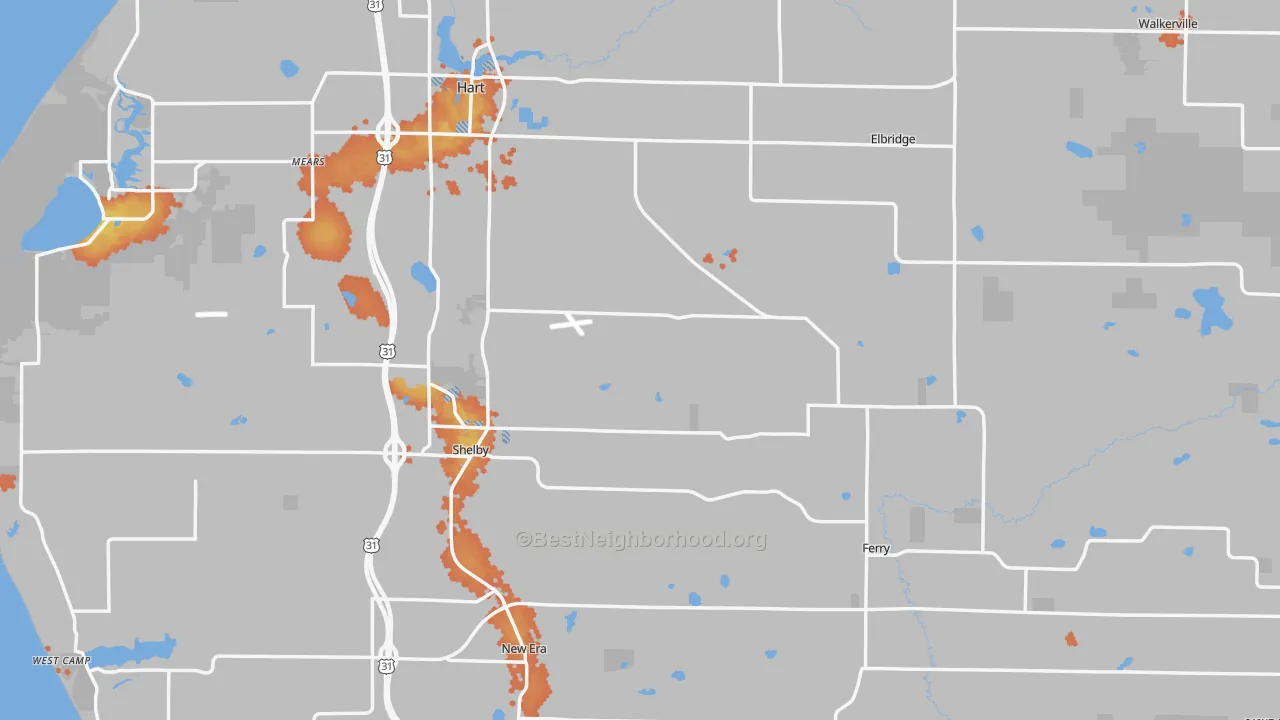 Bike Grade map of Oceana County, MI