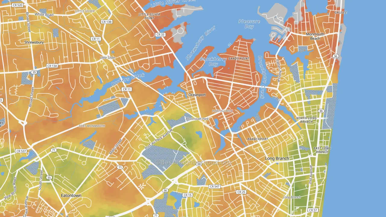 Bike Grade map of Oceanport, NJ
